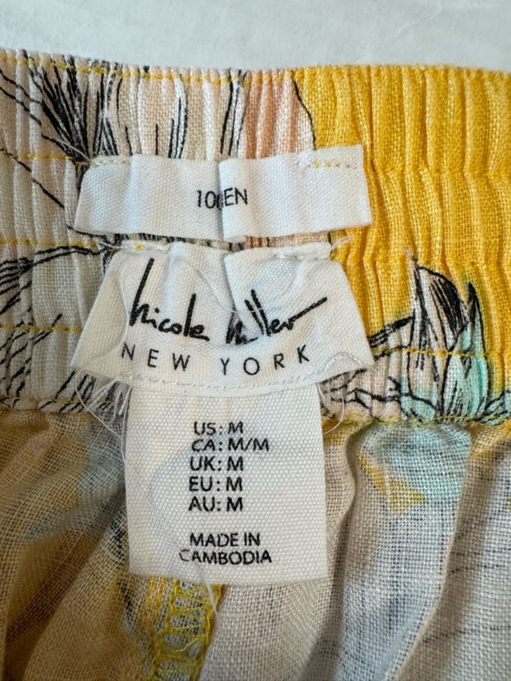Nicole Miller 100% Linen Wide Leg Pants Medium Beachy Coastal Euro Summer Boho - Picture 4 of 6